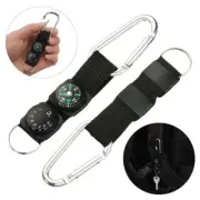 Hiking W Keychain Hanger Key Ring Compass Thermometer Carabiner Mini Carabiner