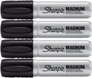44001 Oversized Chisel Tip Extra Wide Magnum Permanent Marker (4 Pack), Black...