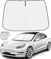 Car Windshield Sun Shade Compatible for Tesla Blocks UV Rays Sun Visor Protector, Front Window Sunshade Visor for Tesla Model 3 Model Y 2016-2023 Accessories