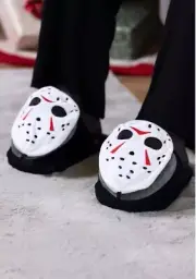 Officially Licensed Friday the 13th Jason Voorhees Hockey Mask Adult Slippers