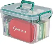 Buyitt Clear Medical Box, First Aid Empty Medicine Storage Box, Family Emergency Kit with Detachable Tray/Lockable Lid