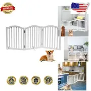 Compact and Durable Dog Gate for Stairs - Freestanding Wooden Barrier, 23.6''