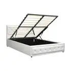 NNEED Double Bed Frame with Storage Space Gas Lift White