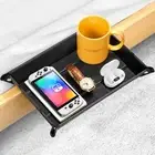 Bedside Shelf for Bed Pu Leather ‎Bed Tray for College Dorm Room Essentials f...