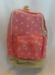 mini Pink and white polka dot backpack key chain fob