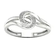 10k White Gold Round Cut 0.03Ct Diamond Engagement Ring Size 8 Clarity I2