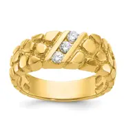 14k Yellow Gold Men's 1/4 carat Diamond Nugget Complete Ring