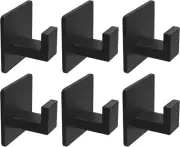 6 Pack Adhesive Towel Hooks, Heavy Duty Wall Hooks Aluminum Black Hooks for Hang