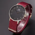 【DANIEL WELLINGTON】DANIEL WELLINGTON帆布風格時尚腕錶黑+帆布紅-40MM-DW00100273