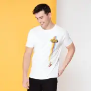Looney Tunes Kaboom Collection Wile E. Coyote Retro Stripe Men's T-Shirt - White