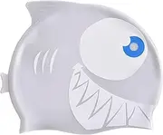 Stretchy Swim Hat Kids - Fun Cartoon Silicone Shark Swimming Hat | Fish Shaped Swimming Hat Waterproof Swim Cap Swimming Cap | Protection Swimming Caps for Girl Boys Toddler Aged Over 3