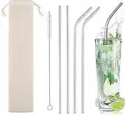 Stainless Steel Straws,4PCS Reusable Metal Straws, with Cleaning Brushes and Case for 20/30 Oz for Tumblers