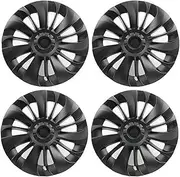 4pcs 19 inch Hub Caps Wheel Decorative Cover Compatible for Tesla Model Y 2018-2023 Car Styling Exterior Wheels Tire Modification Parts(Matte Black)
