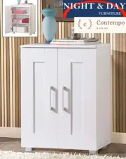 BUFFET CUPBOARD SIDEBOARD Montreal CONTEMPO RANGE - LOW 2 DOOR WHITE DOORS