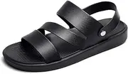 [suhang] Summer Men Open Toe Leather Slippers Outdoor Beach Flat Soft Flip Flops