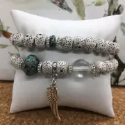 2 PC Handmade Bohemian Beaded Stackable Stretch Bracelet Set New Free Ship 4950