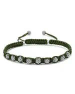 Lagos Men's Sterling Silver Anthem Caviar Bead Green Macrame Bracelet - Exclusive