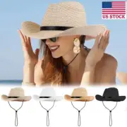 New Women Large Floppy Sun Beach Straw Hats Wide Brim Packable Summer Cap