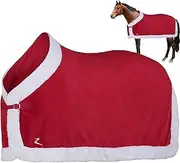 Horse Costumes for Horses to Wear, Soft Fleece Christmas Horse Blanket with White Faux Fur Edge, Warm Winter Horse Blankets for Horse Christmas Decor Warm