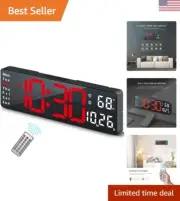 Versatile Wall-Mounted Digital Clock with Automatic Brightness and Dual Alarms