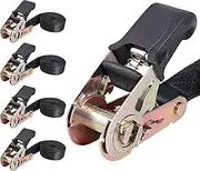 Masterwise Endless Ratchet Strap, Black Ratchet Straps Heavy Duty Tie Down Straps 1 Inch Simple Strap for Motorcycles, Trailer, Kayak, Cargo, Roof Rack (1in x 8ft-4pcs)