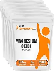 BulkSupplements.com Magnesium Oxide Powder - Magnesium Supplement, Magnesium Oxide Supplement, Magnesium Oxide 500mg - Gluten Free, 835mg (500mg of Magnesium) per Serving, 5kg (11 lbs)