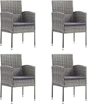 Garden Chairs with Dark Grey Cushions 4 pcs Grey Poly Rattan,Outdoor Chairs 25.6KG-318708