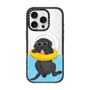 iPhone 16 Pro Impact Case MagSafe Compatible Swimming Black Labrador