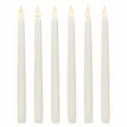 Realistic Looking Faux Wax Flameless Taper LED Candle 6 Pack 11" inch White Tall