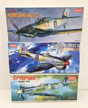 1/72 ACADEMY 3X LOT HAWKER HURRICANE MK.IIC + TEMPEST V + SPITFIRE MK.XIV NEW A