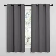 [NICETOWN] Thermal Insulated Blackout Curtains - Grommet Top Energy Saving Window Treatment Panel for Bedroom (2 Panels, W42 x L63 Inches, Grey)