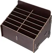 Wooden Cell Phone Storage Box 12 Compartments Pen Holder Desk Organizer Office Phone Rack for Home Office
