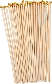 GARIOUANS 50pcs Hand Waving Flag Flagpole House Flag Pole Kit Windsock Pole Truck Flagpole Dowling Rods Dowel Rods Khaki Wood