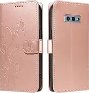 YBFJCE Case for Samsung Galaxy S10e, PU Leather Magnetic Flip Folio Kickstand Card Holder Shockproof Protective Cover, Wallet Case for Samsung Galaxy S10e, Rose Gold