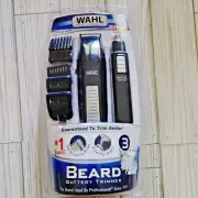 Wahl Beard Battery Trimmer/Bonus Nose & Ear Trimmer. 5 Position,Stubble,Med.Full