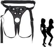 PIIKNUO Strap On Leather Harness Strap-On Dildo PU Leather SM Erotic Sex Toy for Men Women Lesbian Pair Leather Straps Trousers Two Hole Design for All Dildos up to 45 mm Diameter