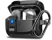 Compatible with Galaxy Buds 3 Pro/Buds 3 Case Cover 2024 with Secure Lock Clip, Shockproof Samsung Galaxy Buds 3/3 Pro Protective Hard Cover Shell with Carabiner kit for Men Women, 【Black】