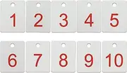 uxcell 10PCS Rectangle Number Tags 1-10, 3x4CM Number Key Tags Plastic Numbered with Hole for Organizer Drawing Prizes Field Sales Clothes Labels, White