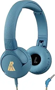 POGS Kids Wired Headphones | The Elephant 2 | Adjustable, Durable Headphones for Kids 3+ | Limited to 85 dB, Microphone | On-Ear | Music-Sharing Function Safe 3.5mm Audio Cable (3.2ft) (rBlue)