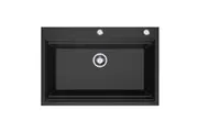 HIGOLD Single Bowl Workstation Kitchen Sink with Steps - Granite Composite - 840mm - Black