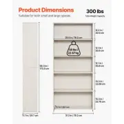 5 Tier White Wooden Freestanding Bookshelf Open Bookcase Storage Organizer 173cm