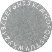 Lahome ABC Alphabet Kids Round Rug - 3' Diameter Alphabet Educational Area Rugs Non-Slip Baby Rug Soft Playtime Collection Floor Carpet for Bedroom Playroom Nursery Decor (Gray, 3' Diameter)