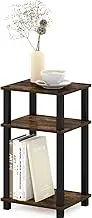 Furinno Simplistic End Side Table with Plastic Tubes, Amber Pine/Black