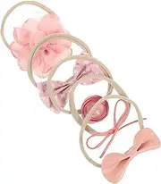 [COOLHIYA] Baby Headbands for Girls 5pcs Bow Flower Elastic Headbands Toddler Hair Accessories Adorable Headbands Set for Baby Girls
