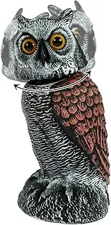Fulasun Fake Owl Decoy, Simulation Owl Bird Deterrent Lifelike Owl Statue Scare Birds with 360° Swivel Head Realistic Owl Statue Scare Birds Plastic Fake Owl Scarecrow to Frighten Birds