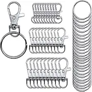 YUESUO 100PCS Metal Swivel Snap Hooks with Key Rings 50PCS Lobster Claw Keychains Clasps and 50PCS Large Key Chain Ring for Keychain Clip Lanyard, Jewelry Making, Crafts, Silver
