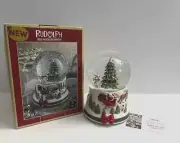 Spode Rudolph The Red Nose Reindeer Musical Snow Globe Christmas NEW