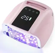 Kikugu 96W Rechargeable UV LED Nail Lamp,Cordless Nail Dryer Gel Polish Light with Large LCD Display,Professional Gel Curing Lamp with 4 Timer Setting Auto Sensor for Salon and Home (Pink)