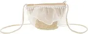 [GLSTOY] Summer Crossbody Bag for Boys and Girls Children's Straw Handbag Woven Mesh Beaded Purse Mini Beach Tote for Toddlers