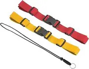 uxcell Backpack Chest Strap Set, 2 Pack Polyester Webbing Adjustable Replacement Strap with Quick-Release Buckle & Anti-lost Lanyard for Bag Outdoor Hiking Cycling, Yellow/Red